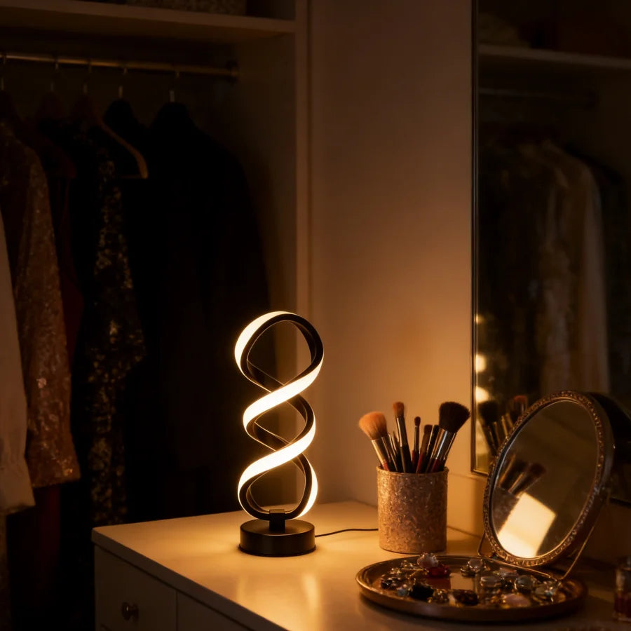 Spiral LED Table Lamp – Dimmable Warm White