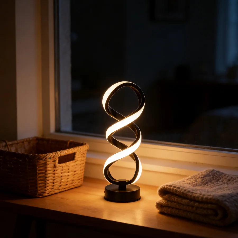 Spiral LED Table Lamp – Dimmable Warm White