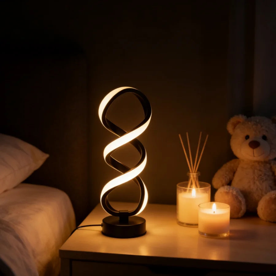 Spiral LED Table Lamp – Dimmable Warm White