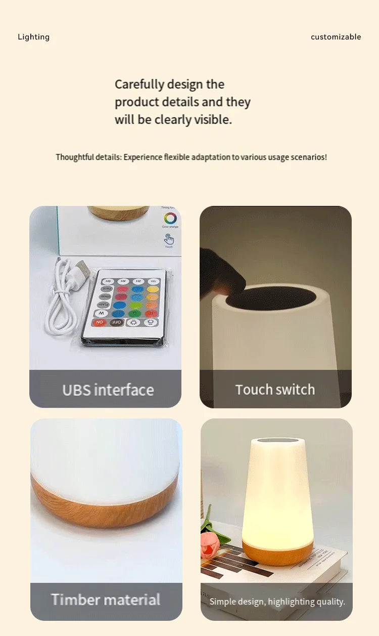 LED Night Light – Touch & Remote, 13 Colors