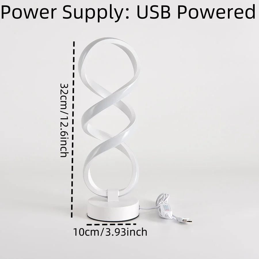 Spiral LED Table Lamp – Dimmable Warm White